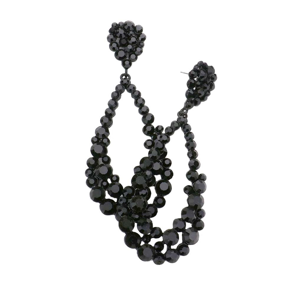 Women's Crystal Bubble Cluster Teardrop Earrings