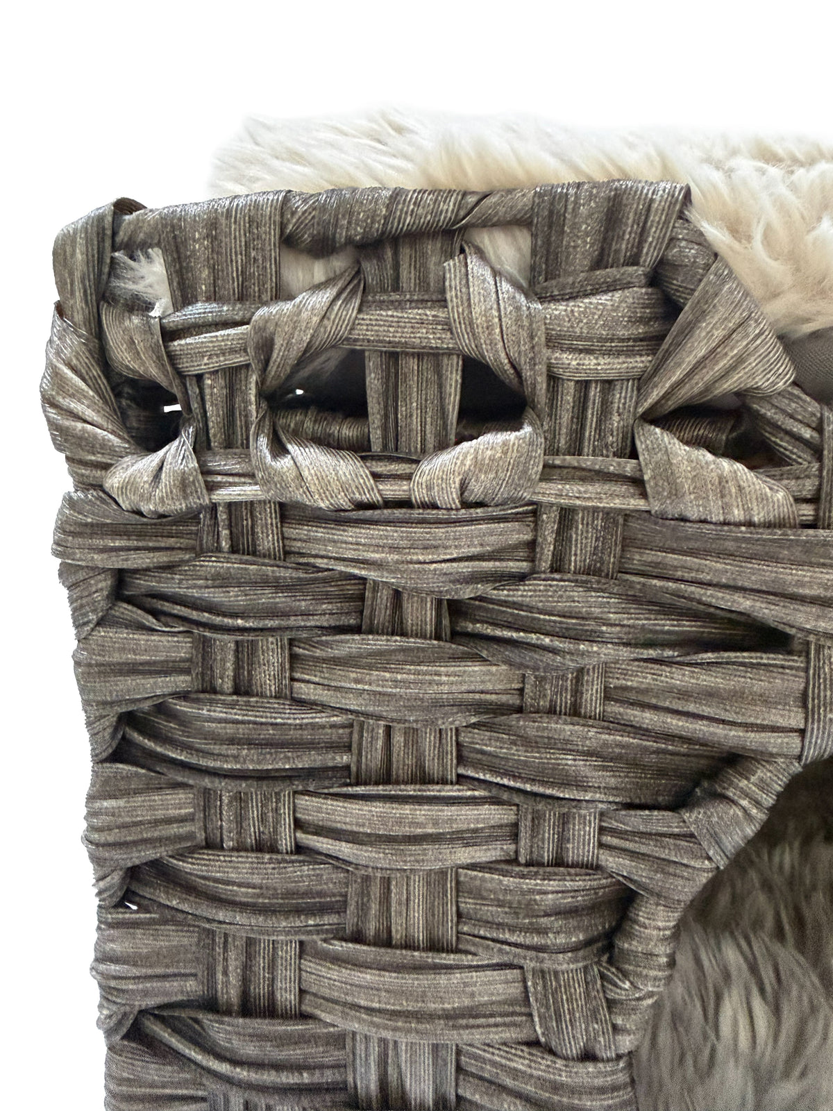 Handwoven Cat House with Two Cushions, Gray
