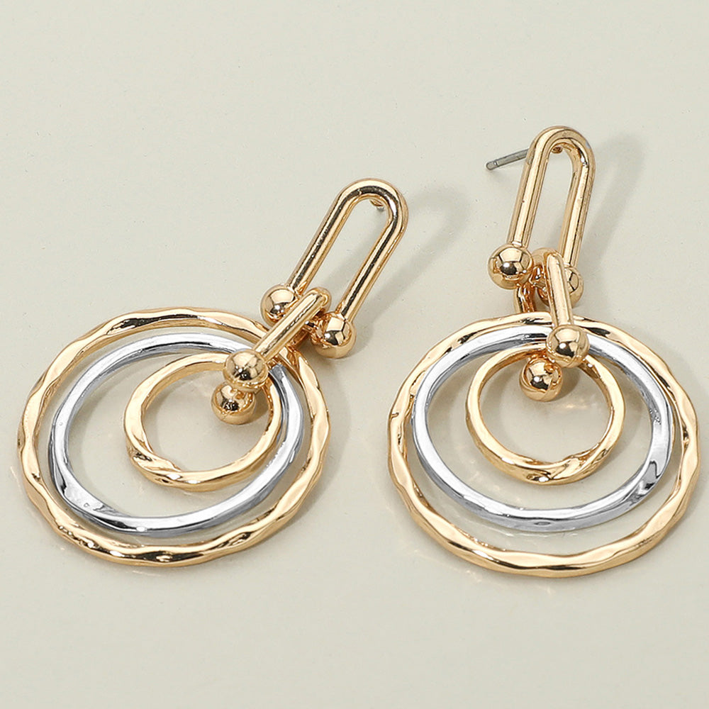 Women's Hammered Layered Spiral Hoop Drop Earrings