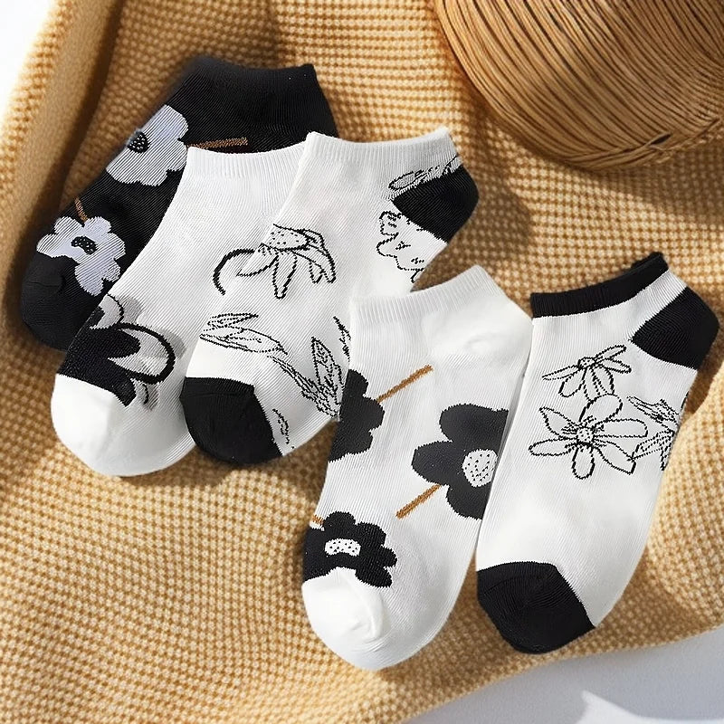Women's Printed Low-Cut Ankle Socks, 5-Pack