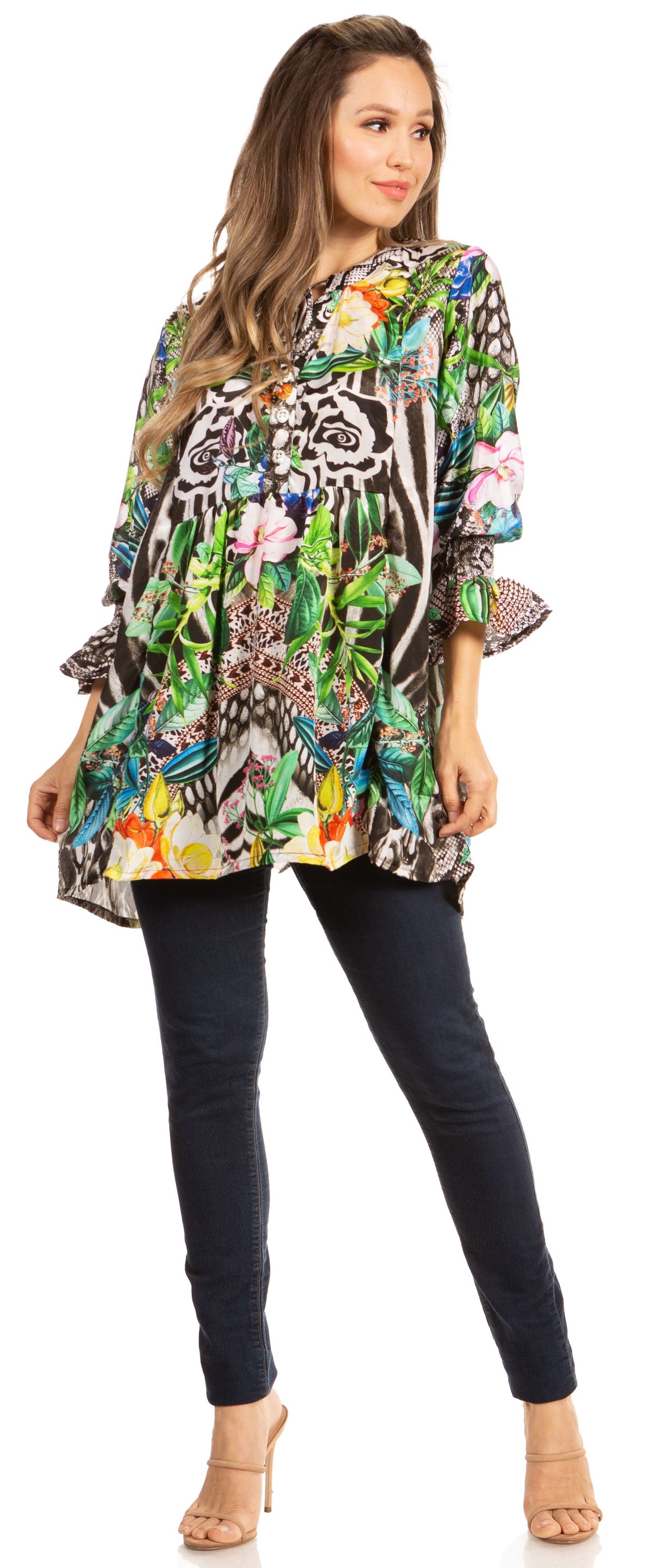 Floral Swing Tunic Blouse