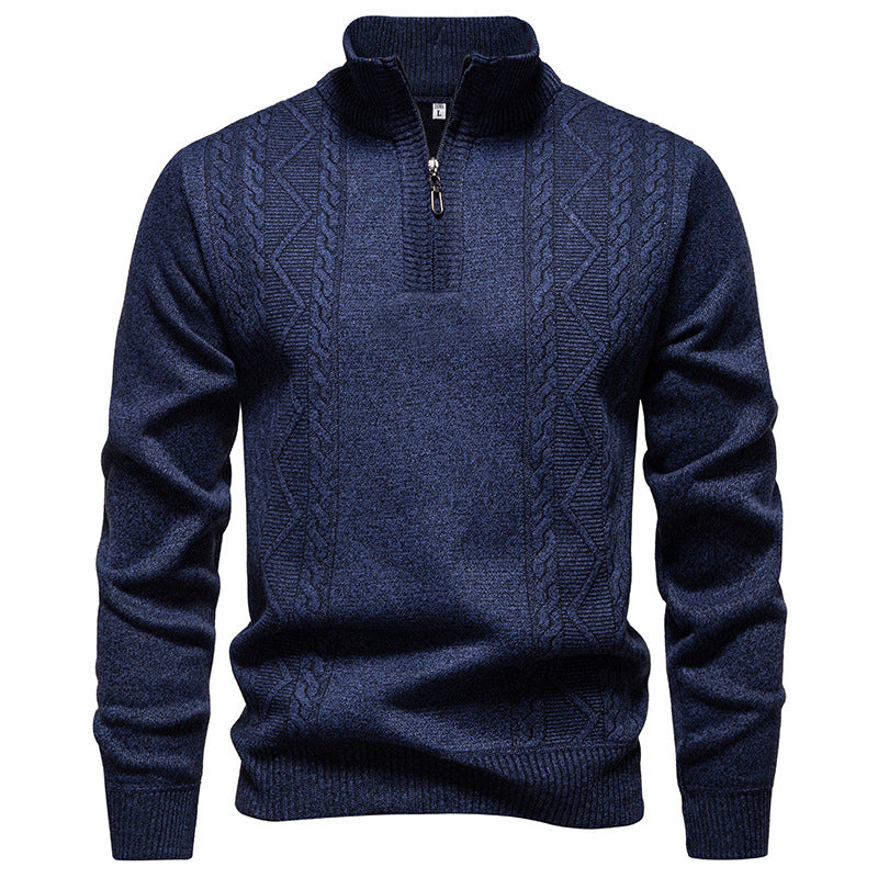 Men's Stand-Collar Half-Zip Knit Sweater
