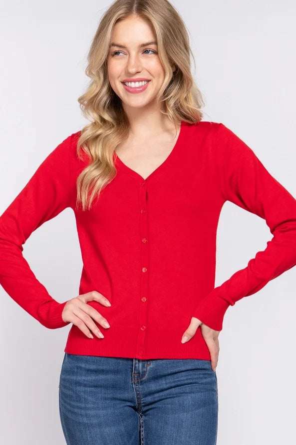Women's V-Neck Button-Down Cardigan