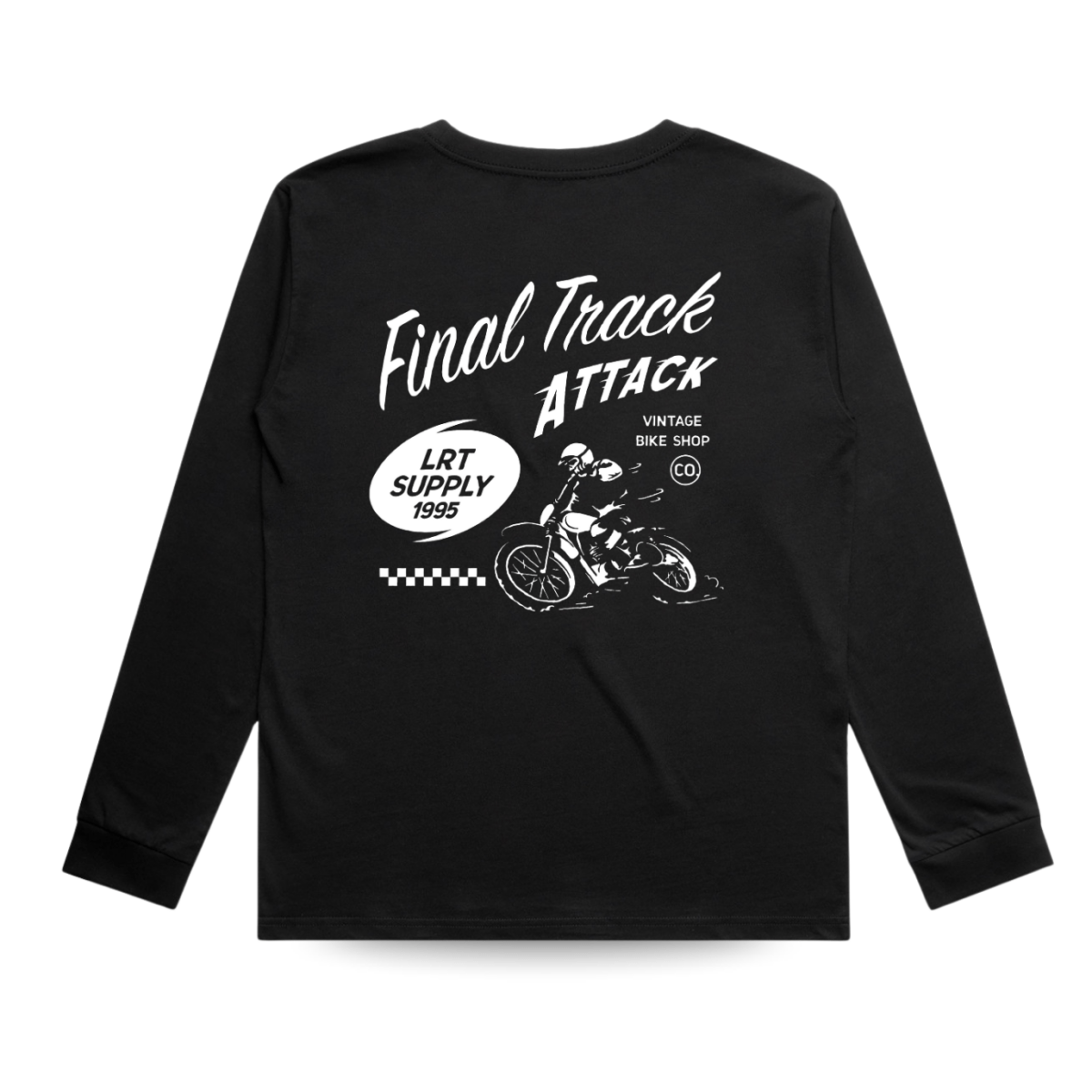 Kids' Long Sleeve Tee, Midnight Black Track Graphic