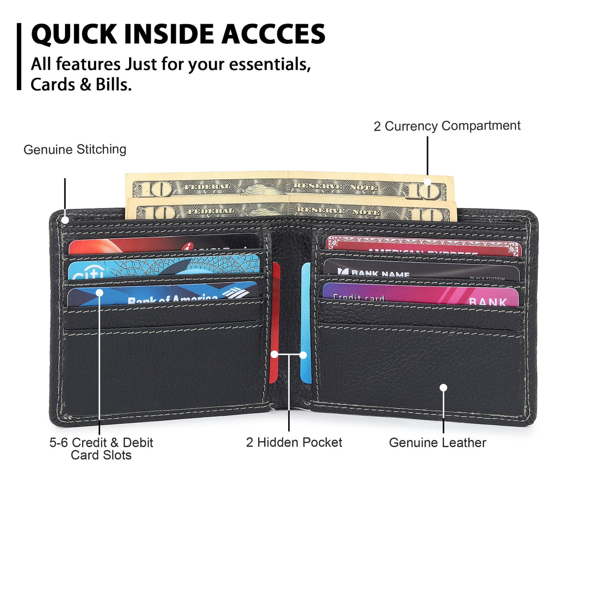 Men's Black Textured Leather Wallet
