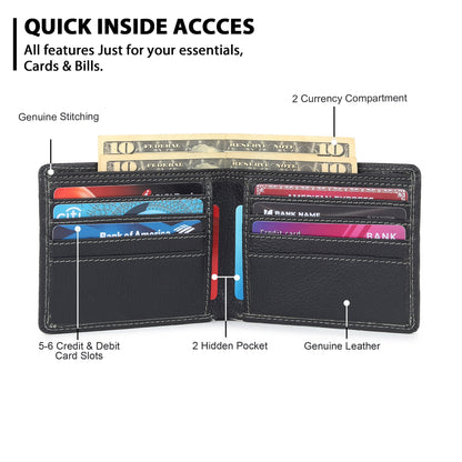 Men's Black Textured Leather Wallet