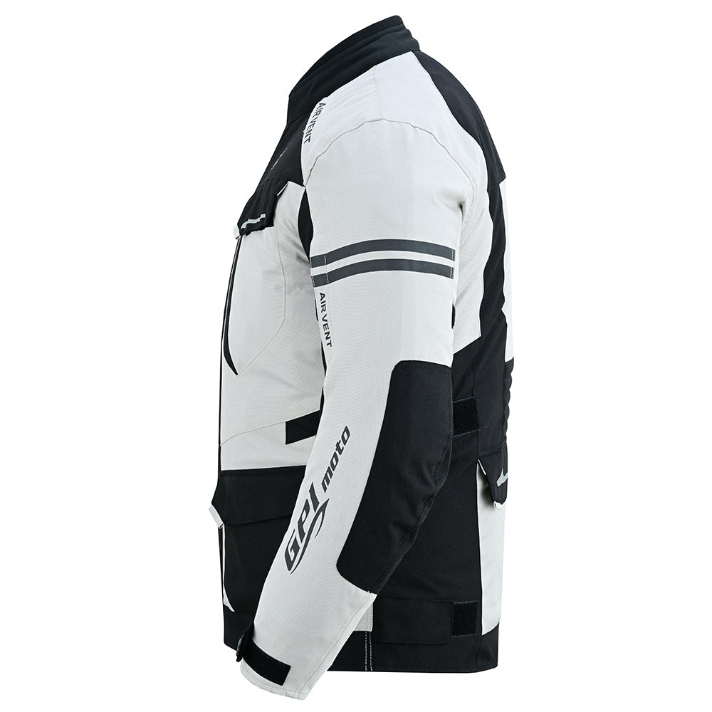Men's Waterproof Motorcycle Jacket – Beach/Black, 7 Pockets