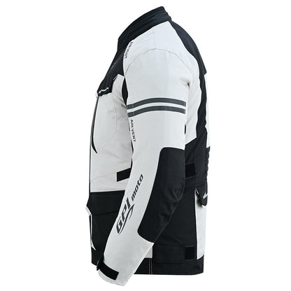 Men's Waterproof Motorcycle Jacket – Beach/Black, 7 Pockets
