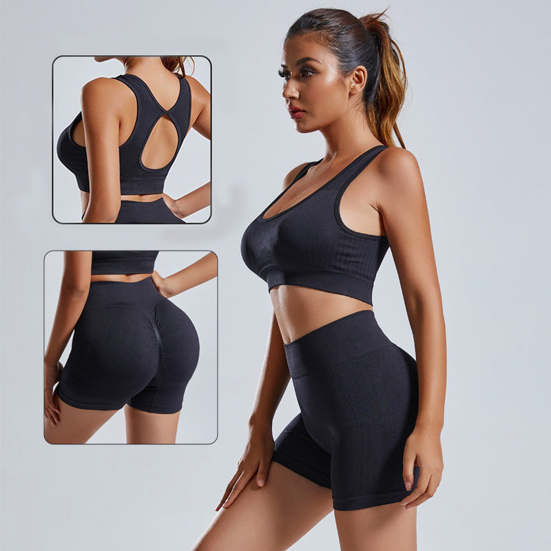 Women's 2-Piece Seamless Yoga Set – Vest & Shorts