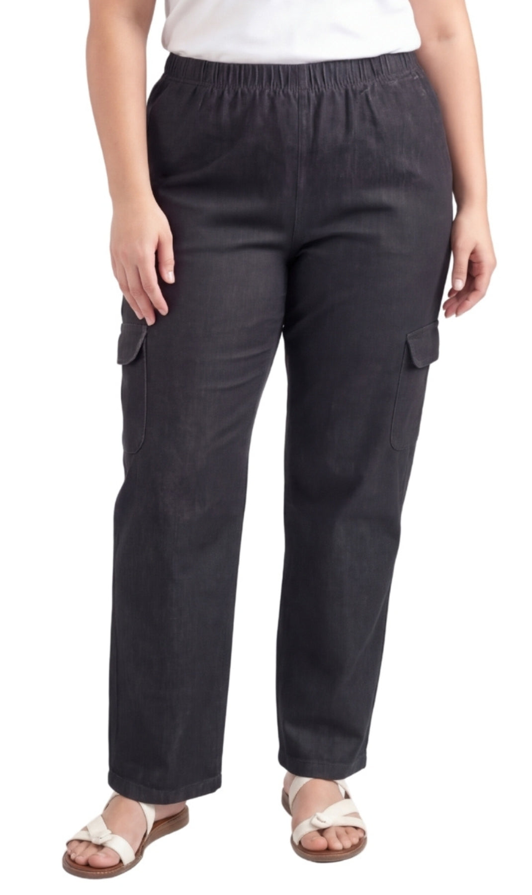 Women's Pull-On Denim Cargo Pants