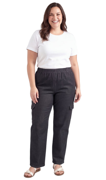 Women's Pull-On Denim Cargo Pants