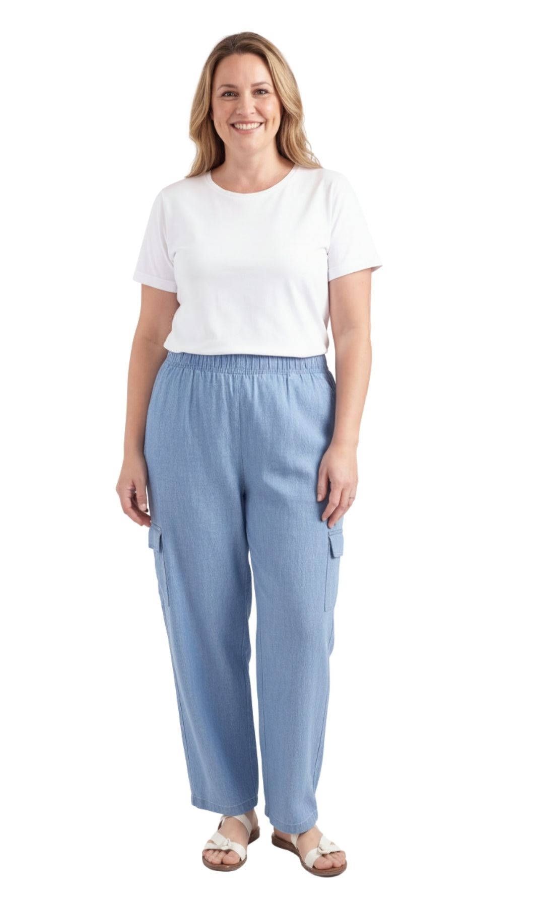 Women's Pull-On Denim Cargo Pants