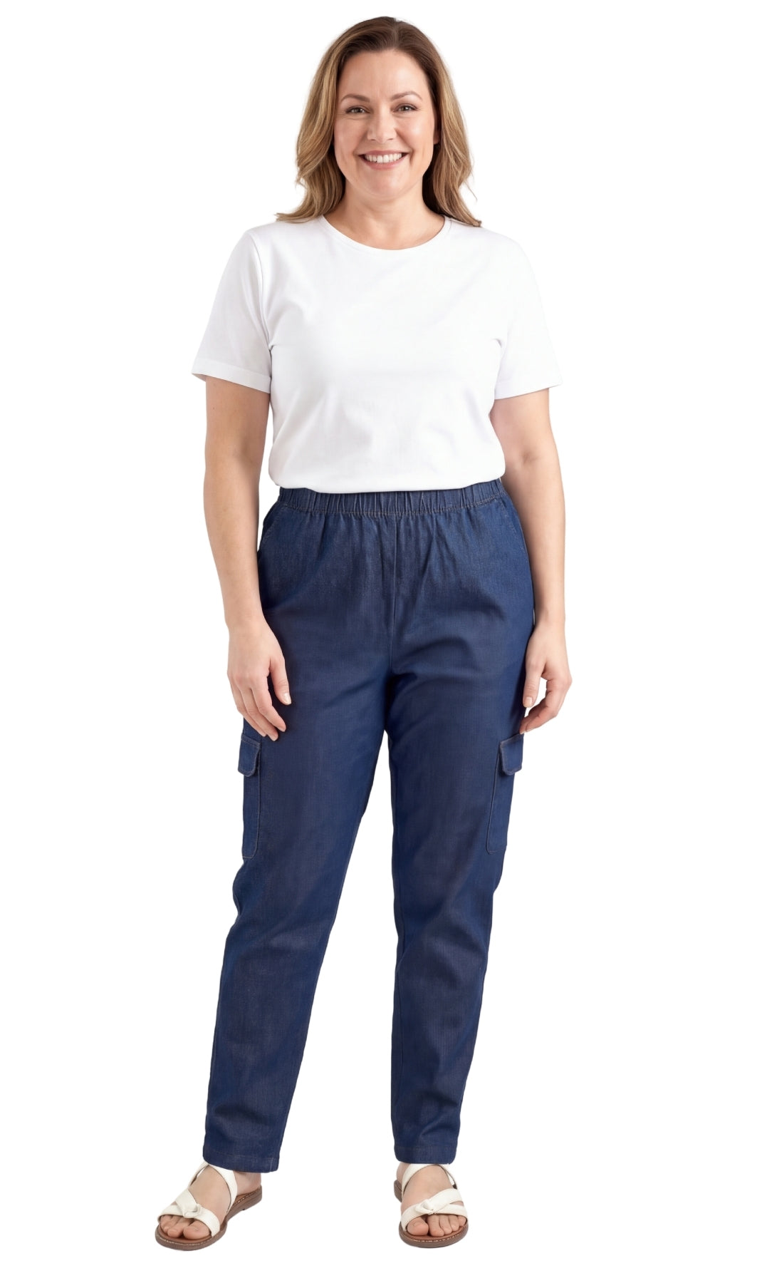 Women's Pull-On Denim Cargo Pants