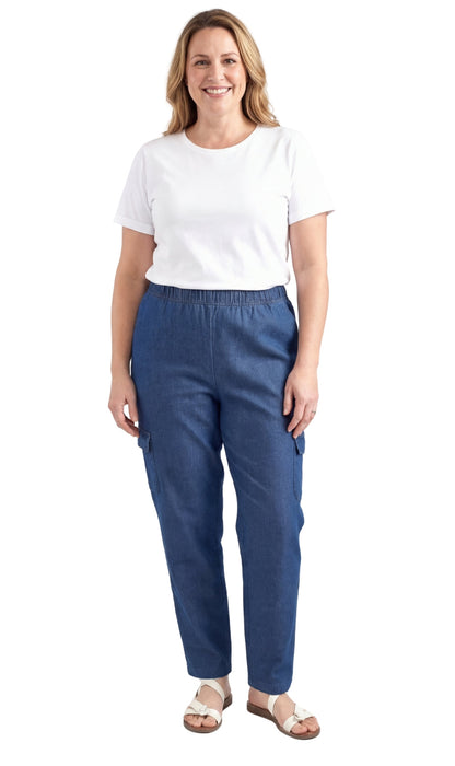 Women's Pull-On Denim Cargo Pants