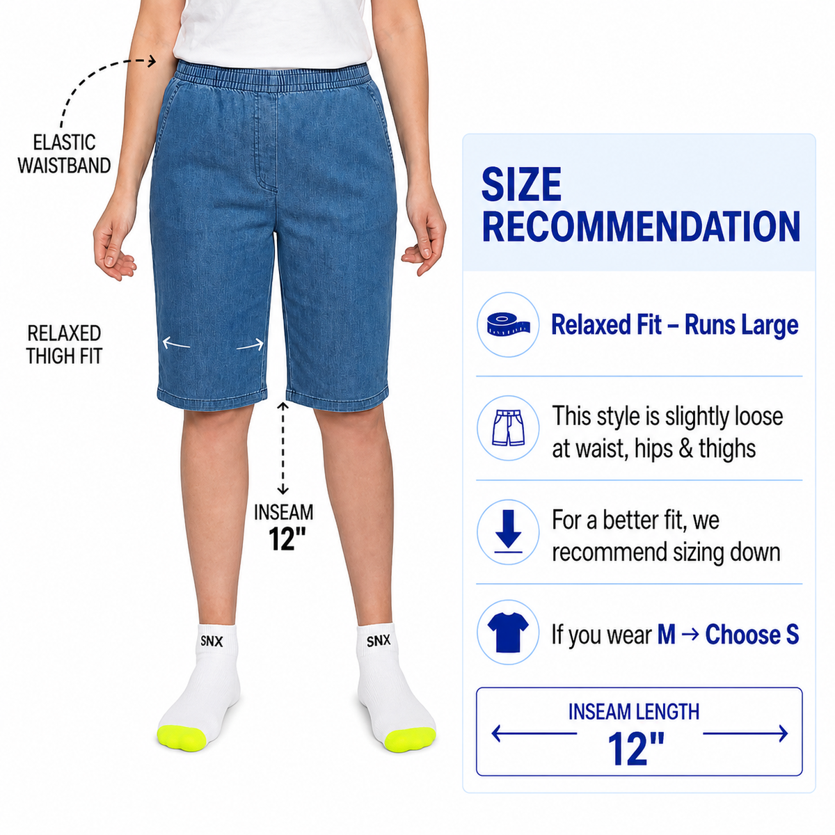 Women's Pull-On Bermuda Shorts – Denim & Twill