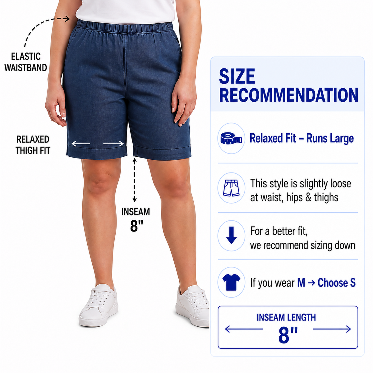 Women's Pull-On Denim & Twill Shorts, Stretch Waist