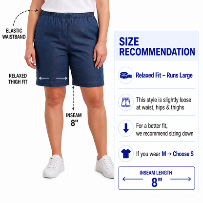 Women's Pull-On Denim & Twill Shorts, Stretch Waist