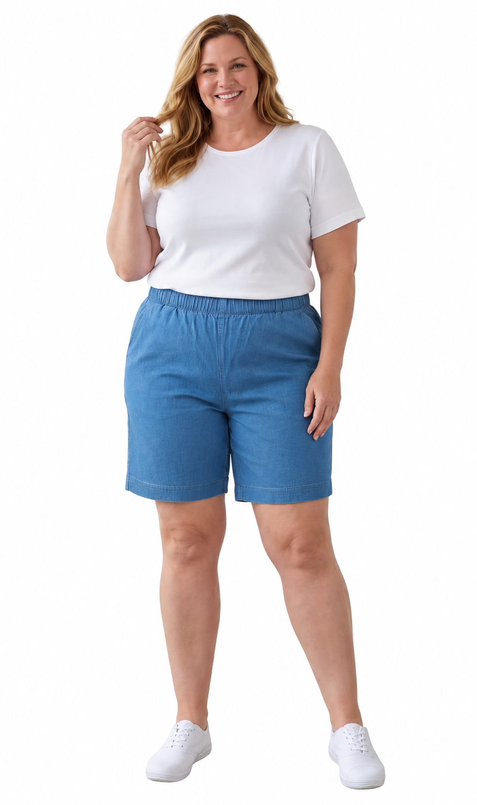 Women's Pull-On Denim & Twill Shorts, Stretch Waist