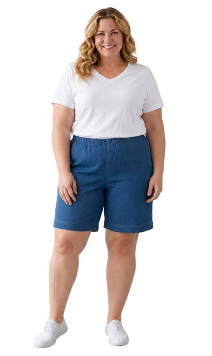 Women's Pull-On Denim & Twill Shorts, Stretch Waist