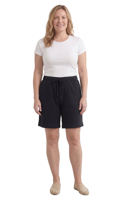 Women's Cotton Interlock Knit Shorts, Drawstring Waist
