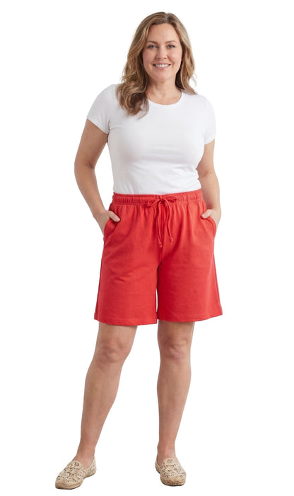 Women's Cotton Interlock Knit Shorts, Drawstring Waist