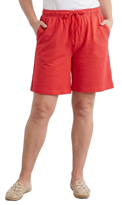 Women's Cotton Interlock Knit Shorts, Drawstring Waist