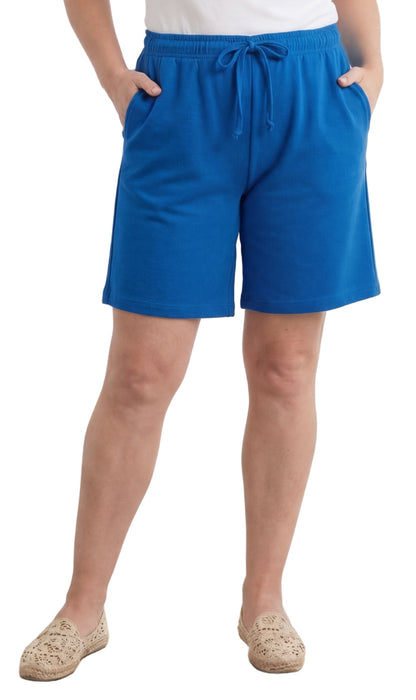Women's Cotton Interlock Knit Shorts, Drawstring Waist