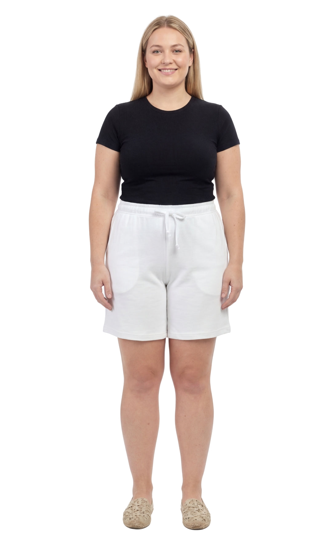 Women's Cotton Interlock Knit Shorts, Drawstring Waist