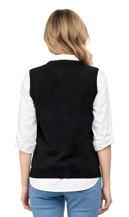 Women's Cable Knit Sweater Vest – Button Front