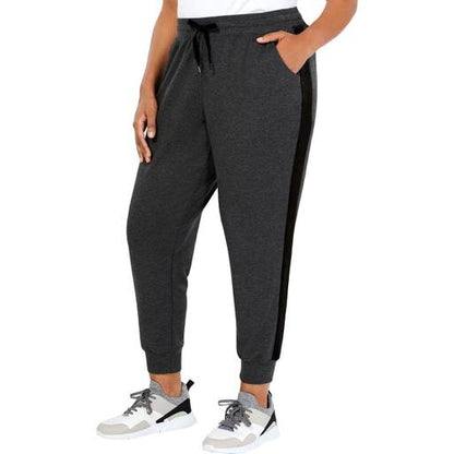 Women's Plus Size Velour-Stripe Jogger Sweatpants