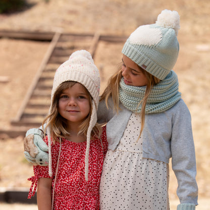 Kids' Earflap Knit Beanie with Ties, Fleece Lined