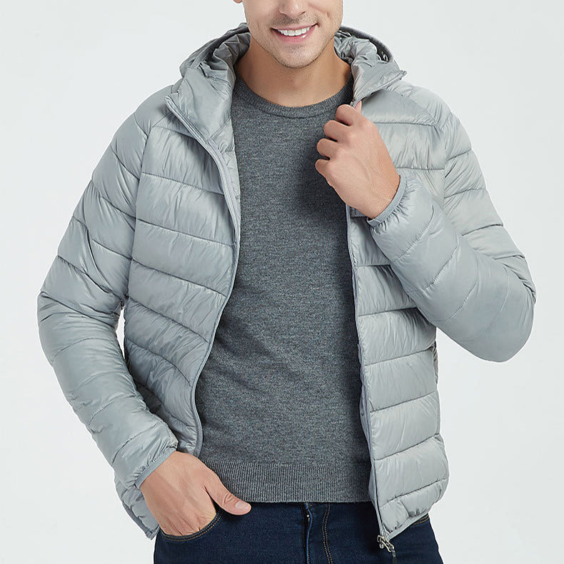 Men's Lightweight Zip Jacket, Hooded or Stand Collar