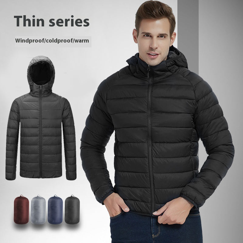 Men's Lightweight Zip Jacket, Hooded or Stand Collar