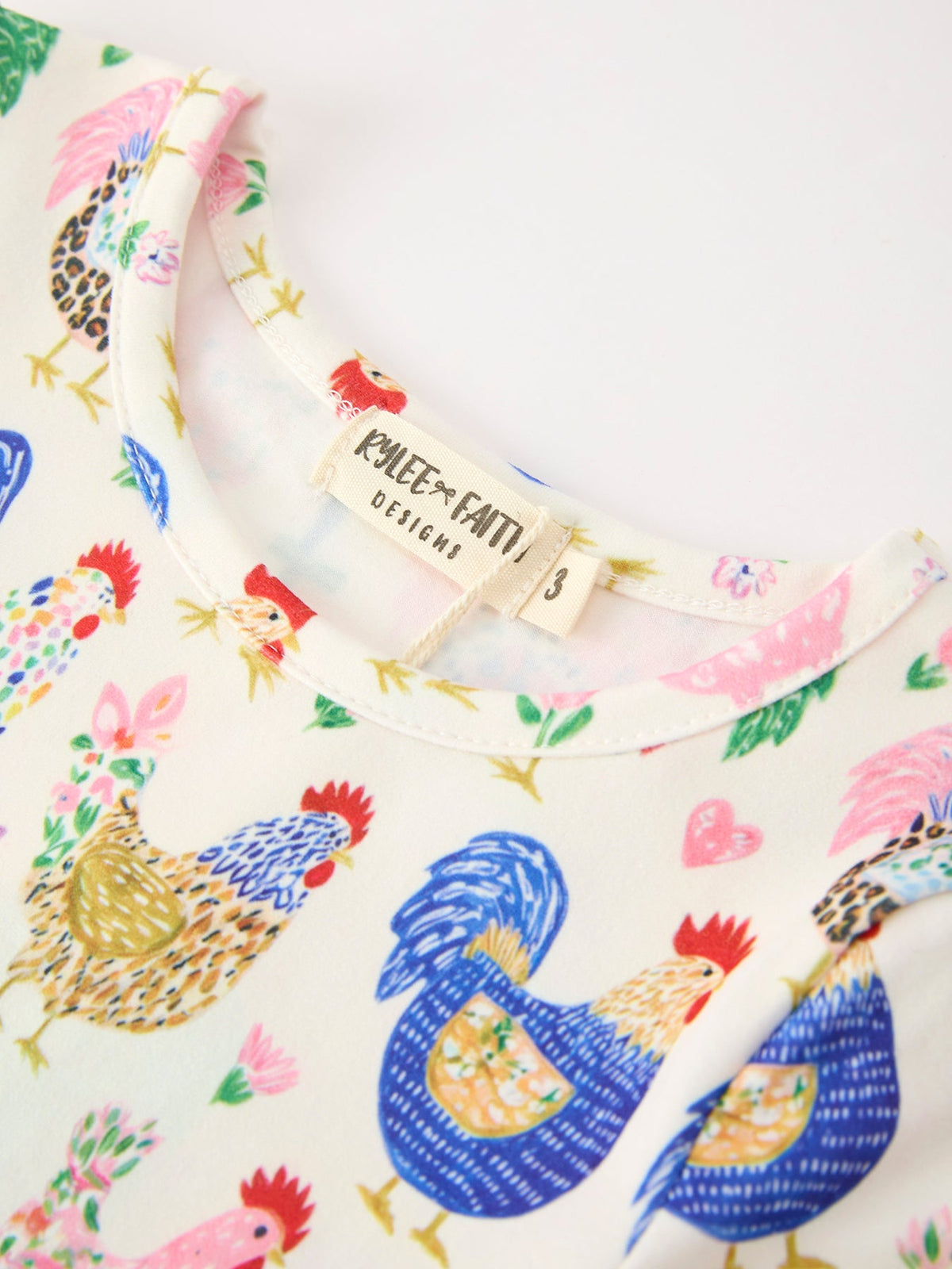 Girls' Farm Chicken Print Ruffle-Hem Twirl Dress