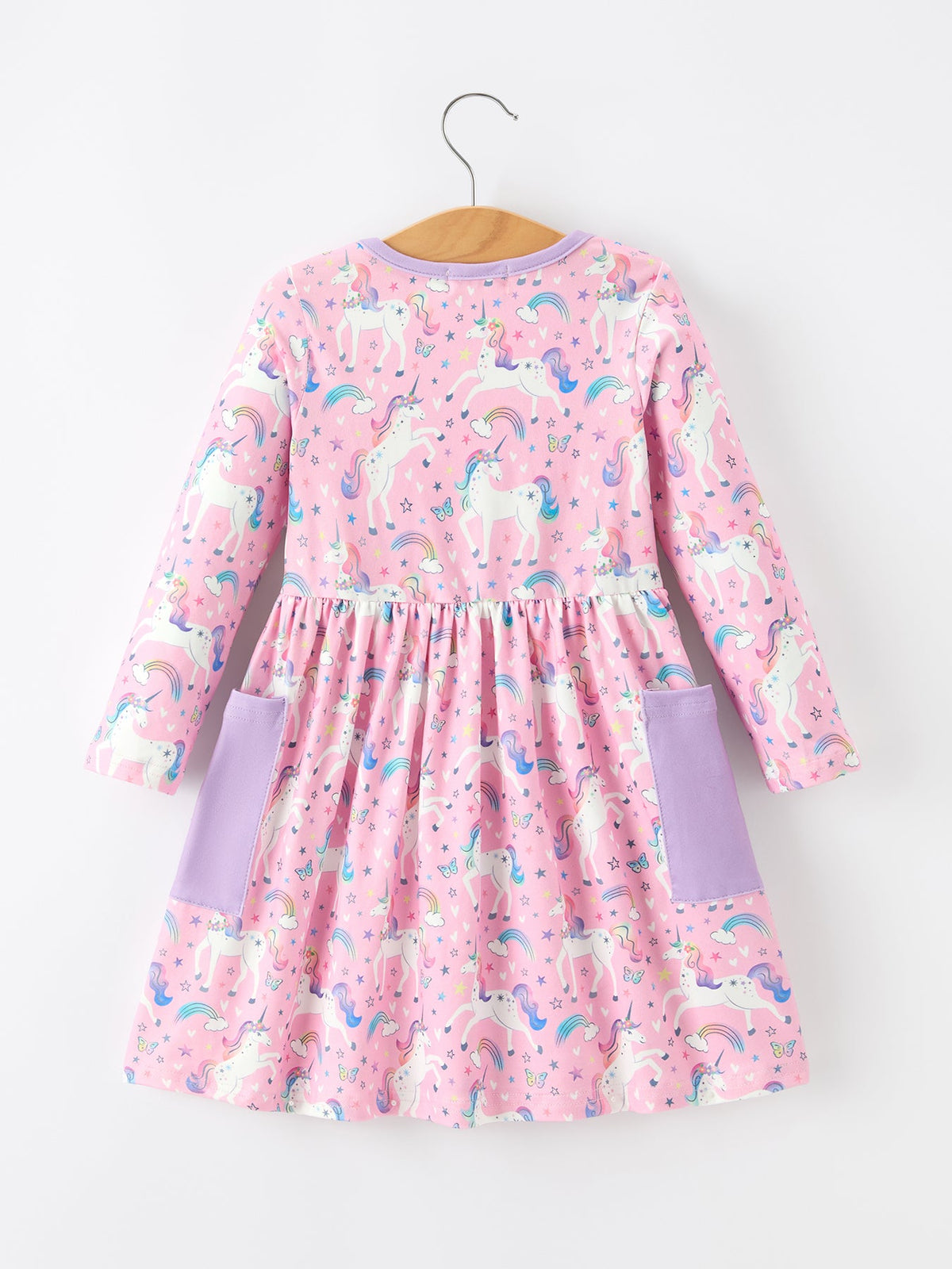 Girls' Pink Unicorn Pocket Dress