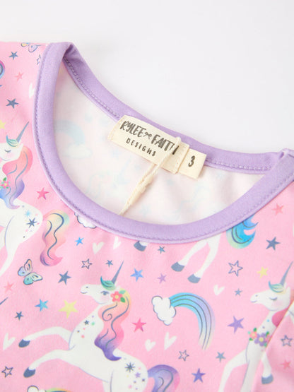 Girls' Pink Unicorn Pocket Dress