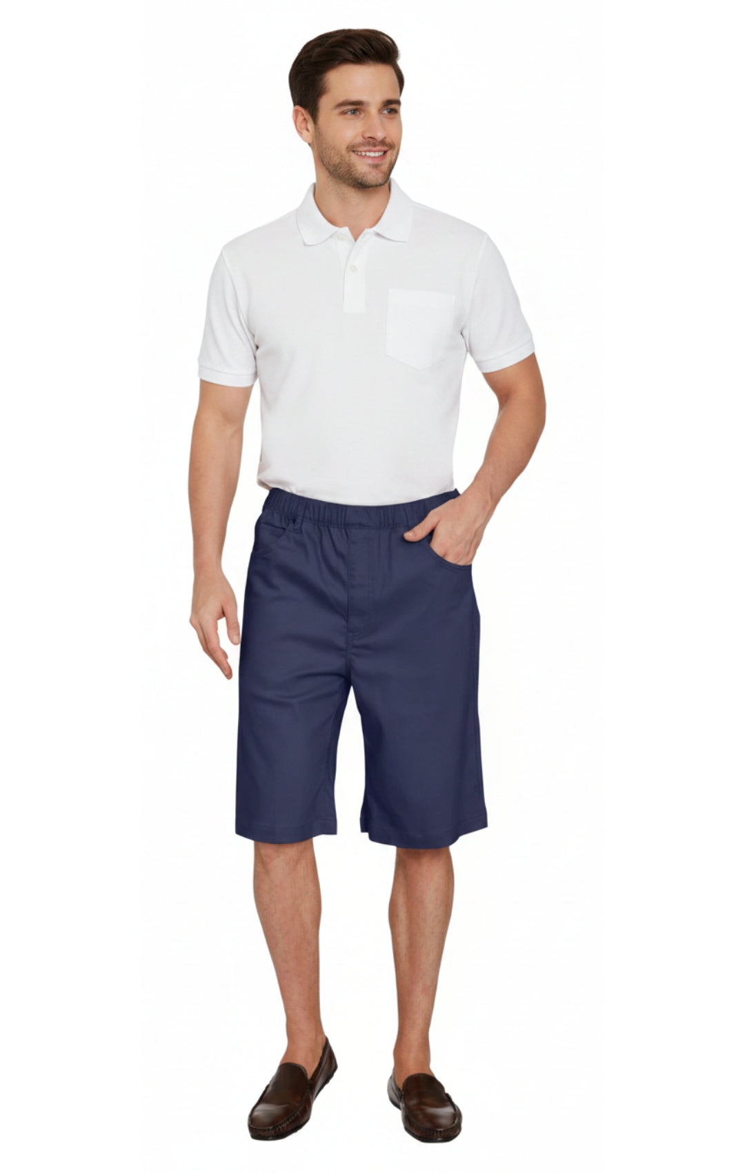 Men's Pull-On Stretch Denim and Twill Shorts