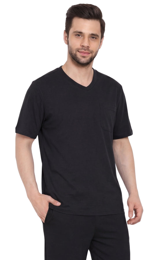 Men's Heavyweight V-Neck T-Shirt with Chest Pocket