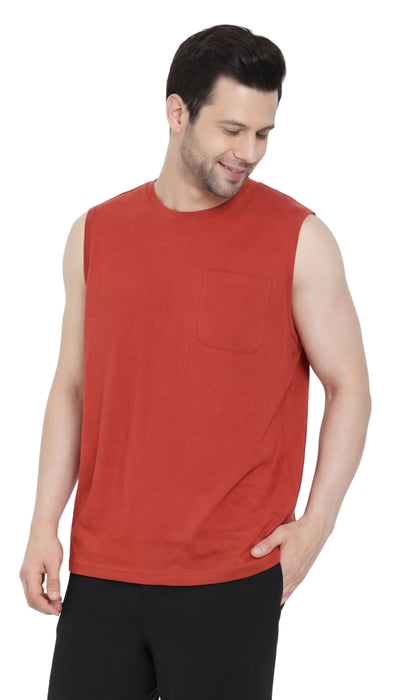 Men's Heavyweight Sleeveless Crew Neck Tee with Chest Pocket