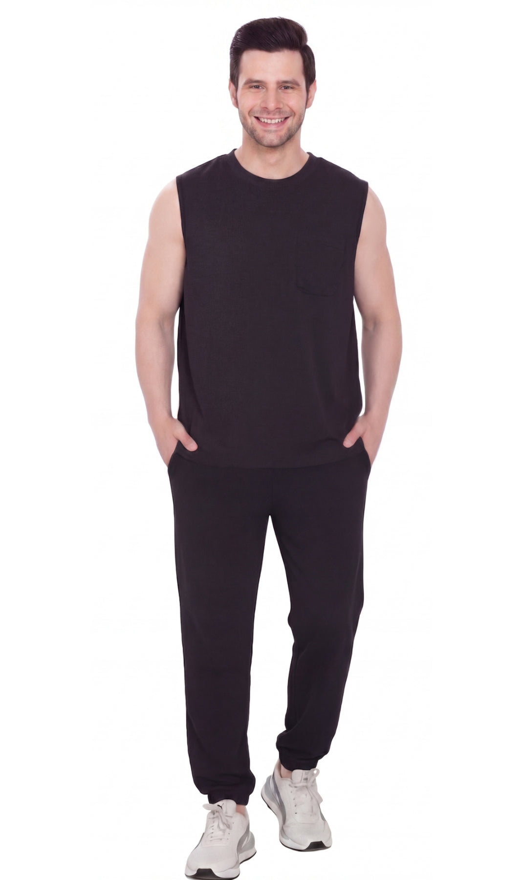 Men's Heavyweight Sleeveless Crew Neck Tee with Chest Pocket