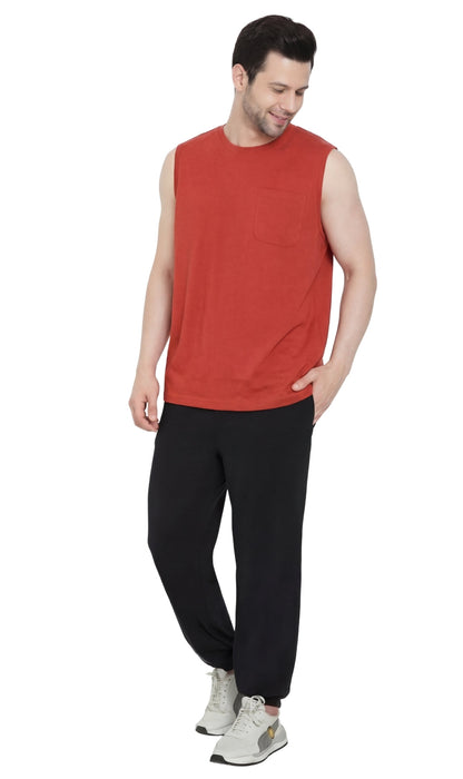 Men's Heavyweight Sleeveless Crew Neck Tee with Chest Pocket