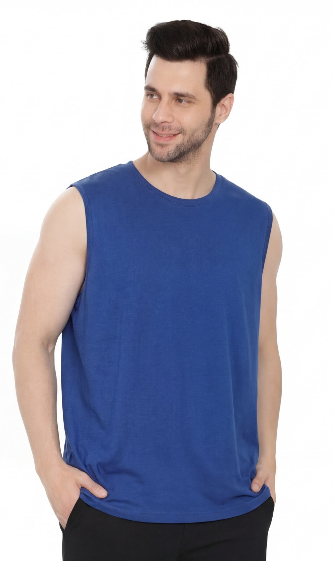 Men's Heavyweight Sleeveless Crew Neck Tee with Chest Pocket