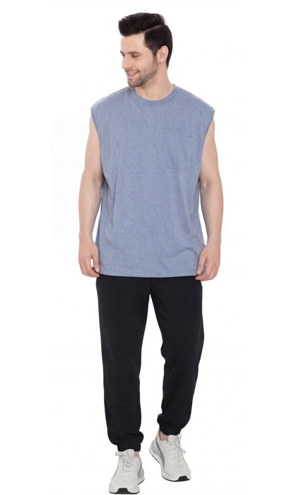 Men's Heavyweight Sleeveless Crew Neck Tee with Chest Pocket