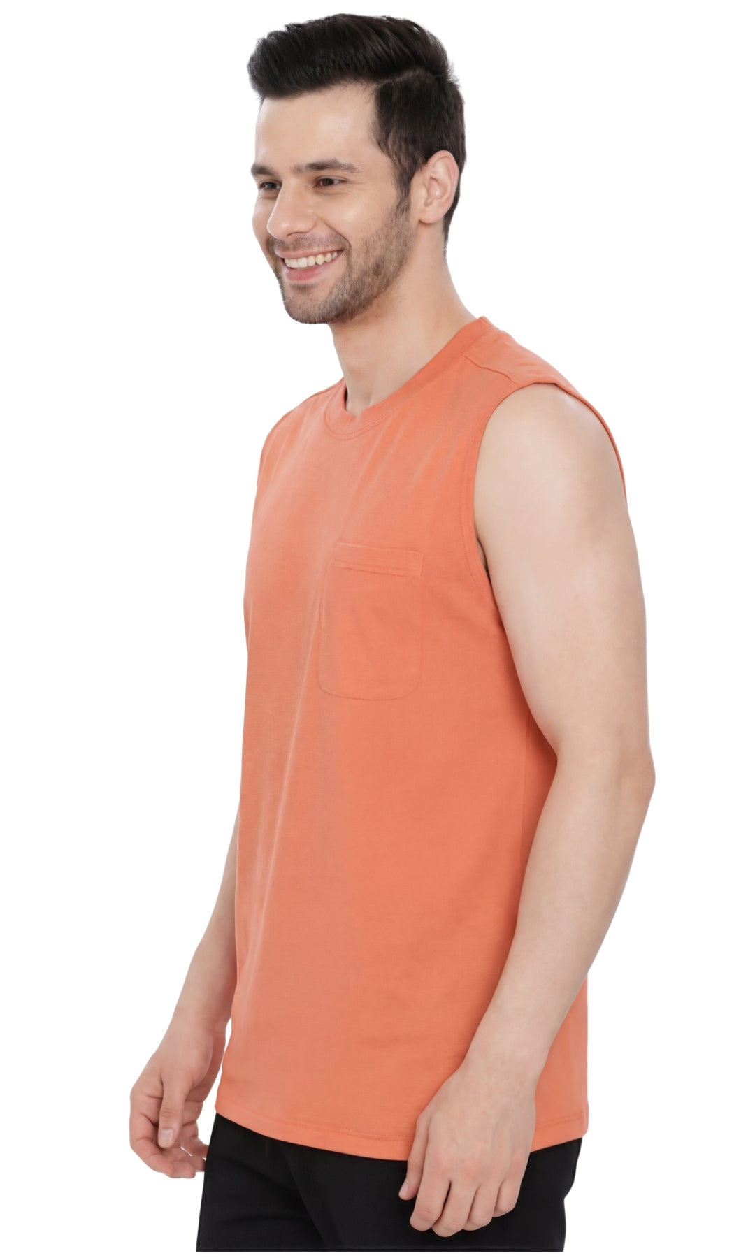 Men's Heavyweight Sleeveless Crew Neck Tee with Chest Pocket