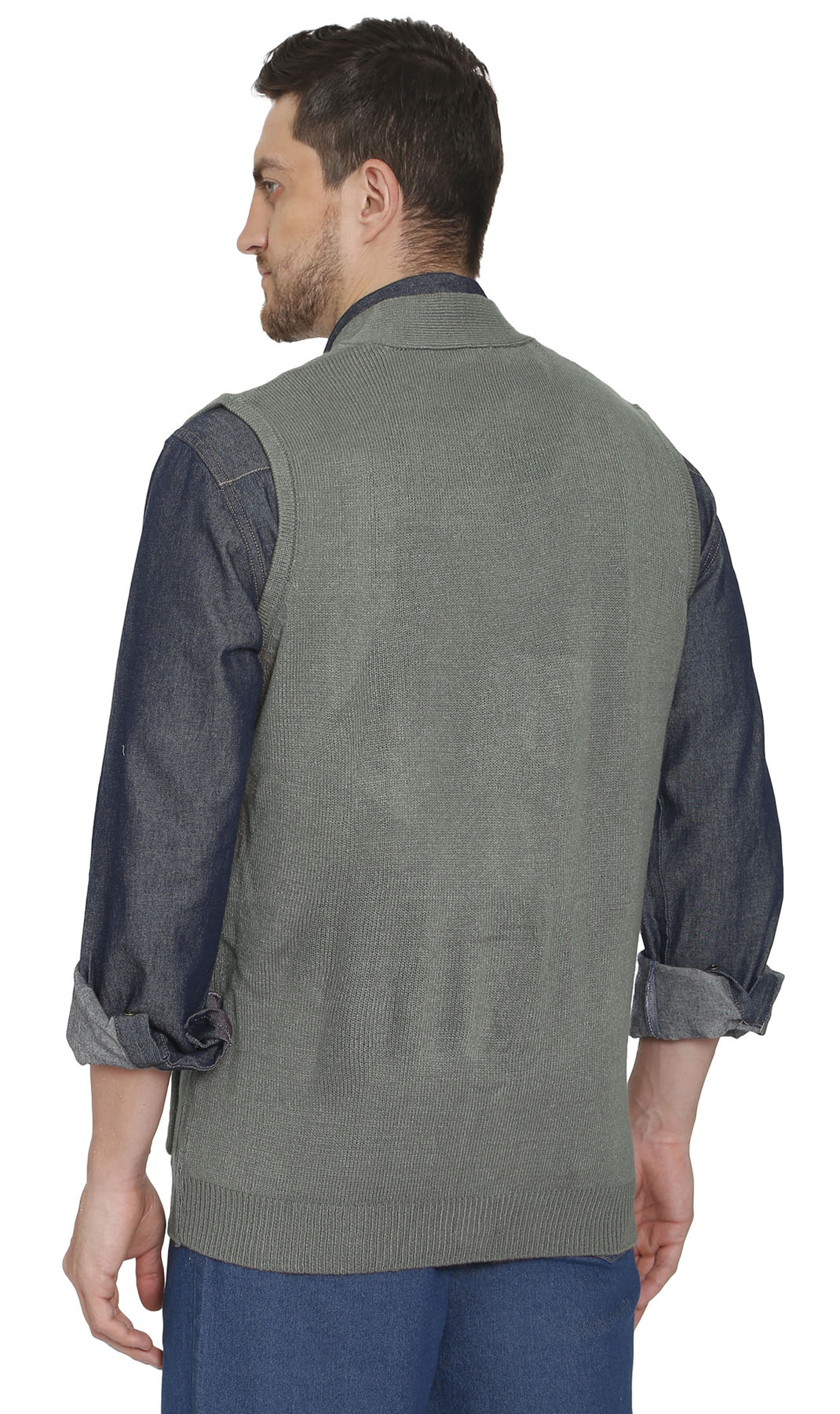 Men's Button-Front Knit Sweater Vest with Chest Pockets