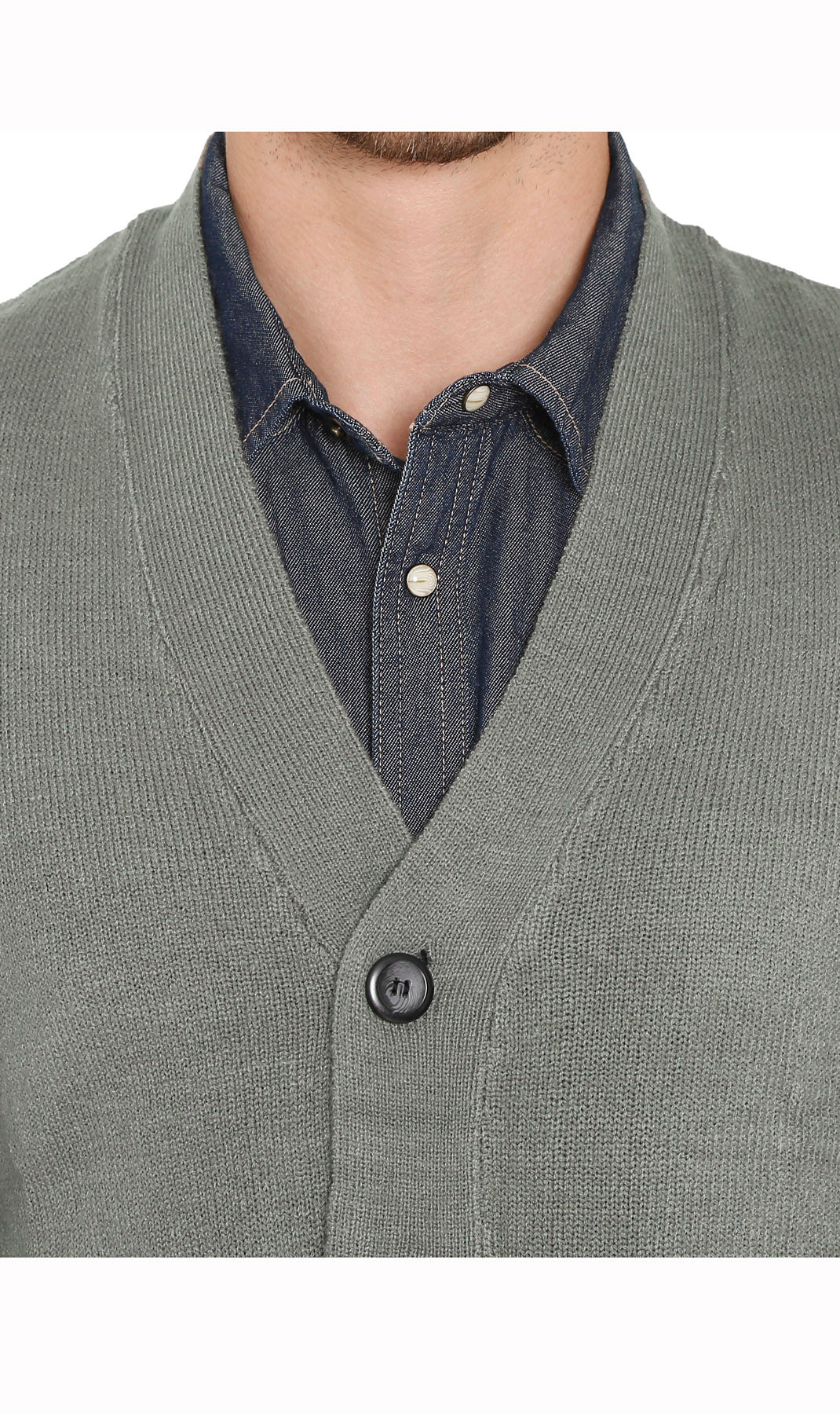Men's Button-Front Knit Sweater Vest with Chest Pockets