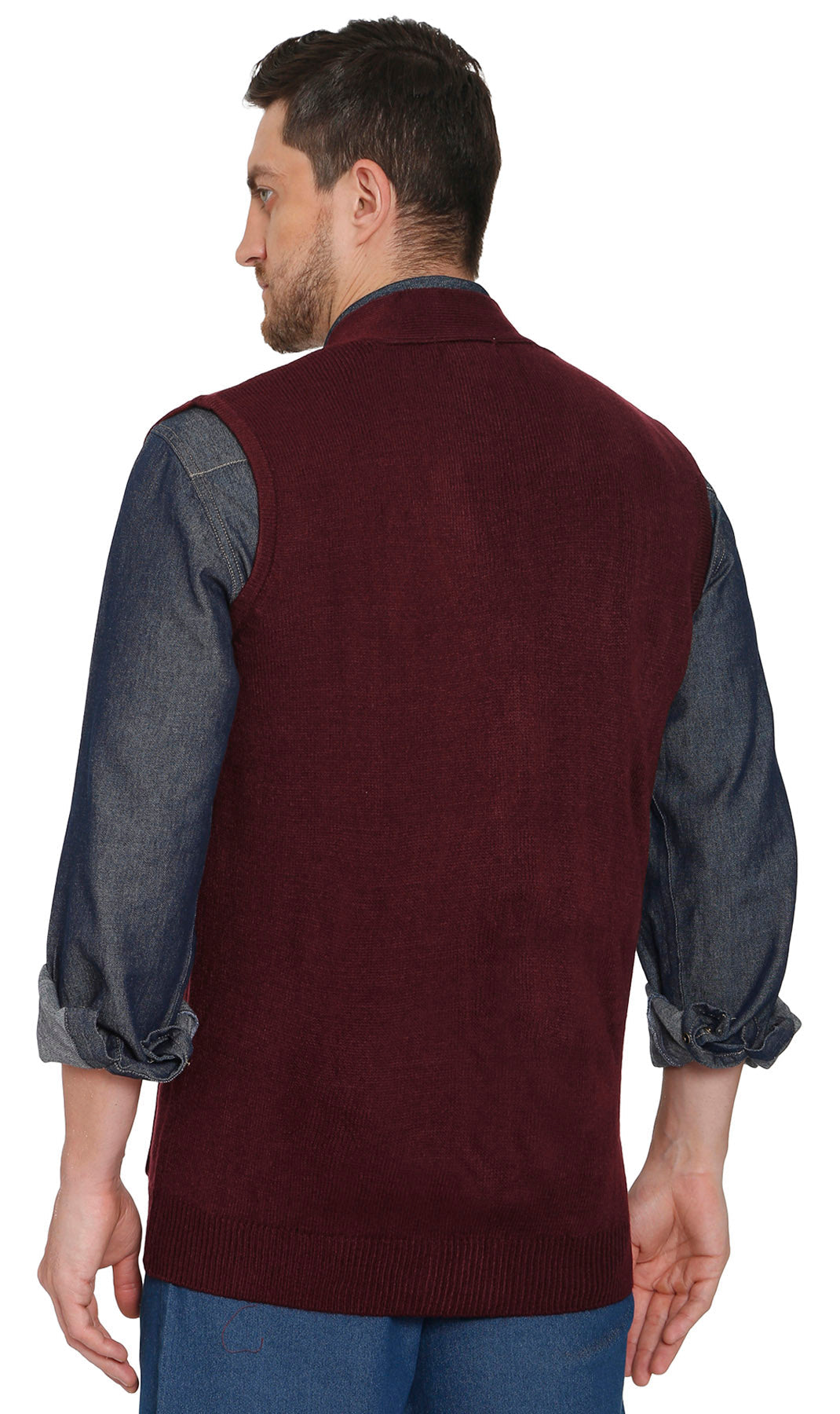 Men's Button-Front Knit Sweater Vest with Chest Pockets