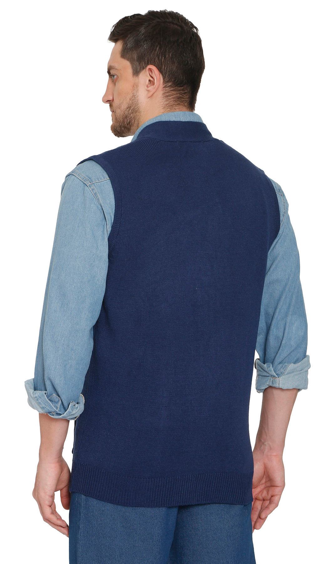 Men's Button-Front Knit Sweater Vest with Chest Pockets