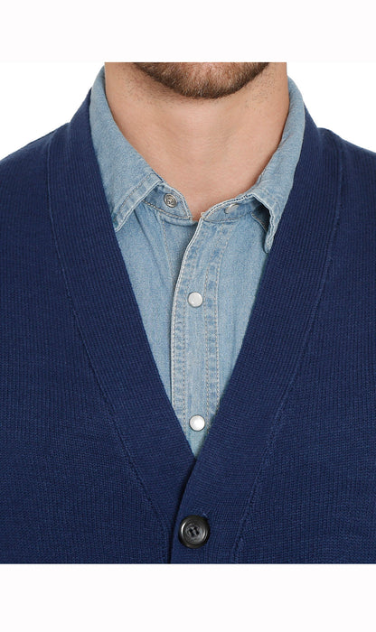 Men's Button-Front Knit Sweater Vest with Chest Pockets