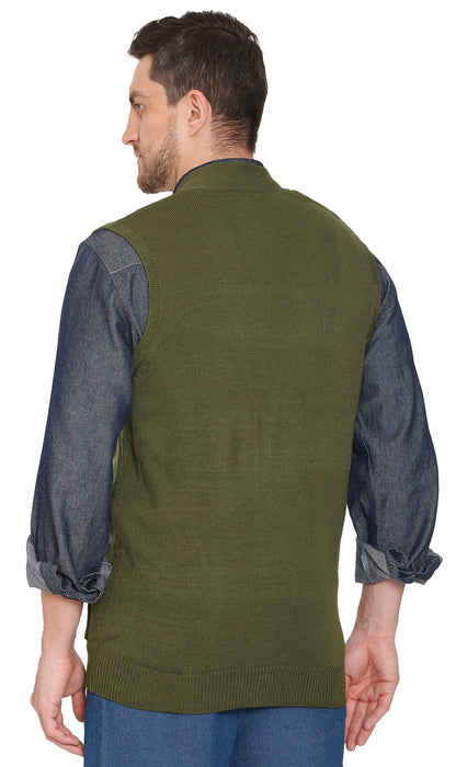 Men's Button-Front Knit Sweater Vest with Chest Pockets